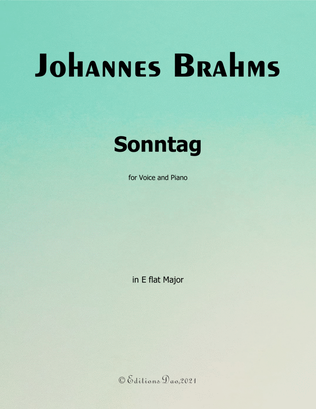 Book cover for Sonntag, by Brahms, in E flat Major