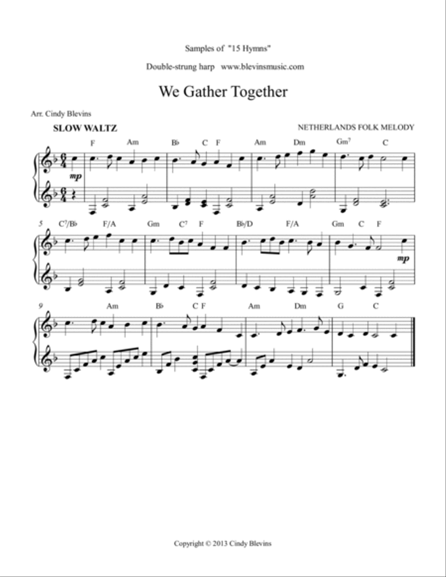 15 Hymns, for Double-Strung Harp Harp scores gallery preview page 6