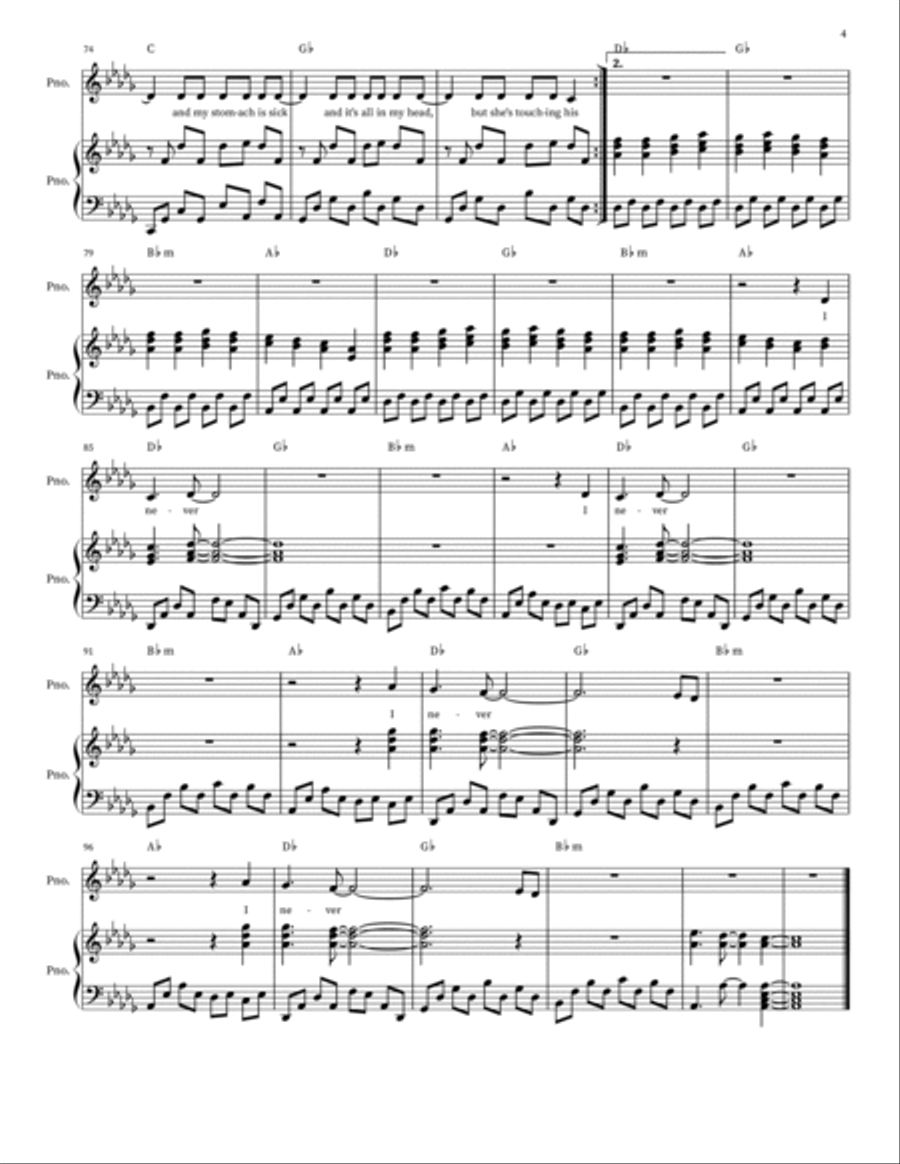 Mr. Brightside Piano, Vocal scores gallery preview page 4