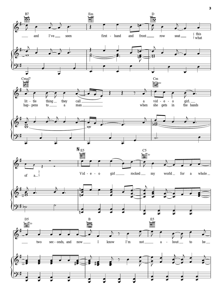 Video Girl Piano, Vocal, Guitar scores gallery preview page 3