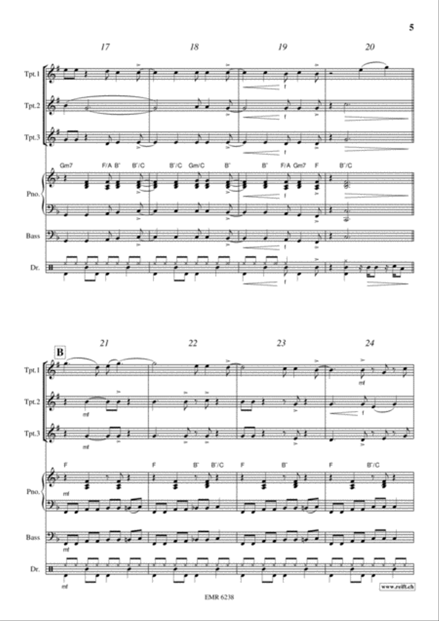 Kumbaya Trumpet Trio scores gallery preview page 5