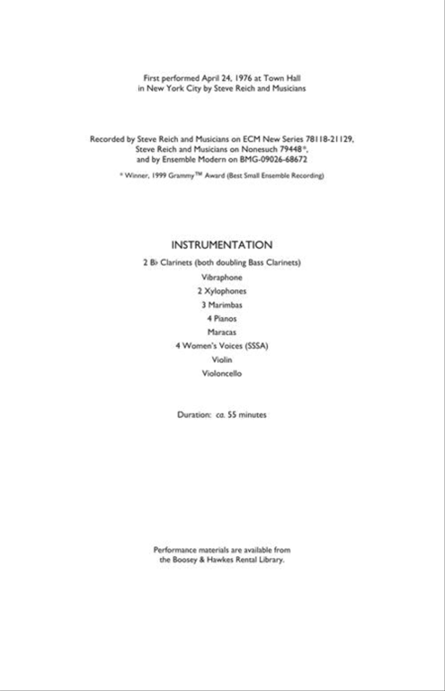 Music for 18 Musicians Study Score scores gallery preview page 15