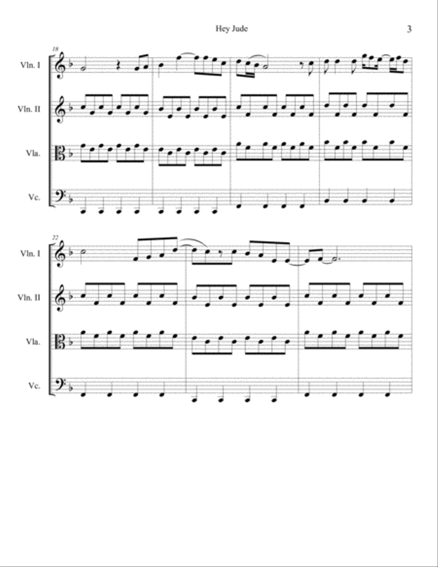 Hey Jude String Quartet scores gallery preview page 4