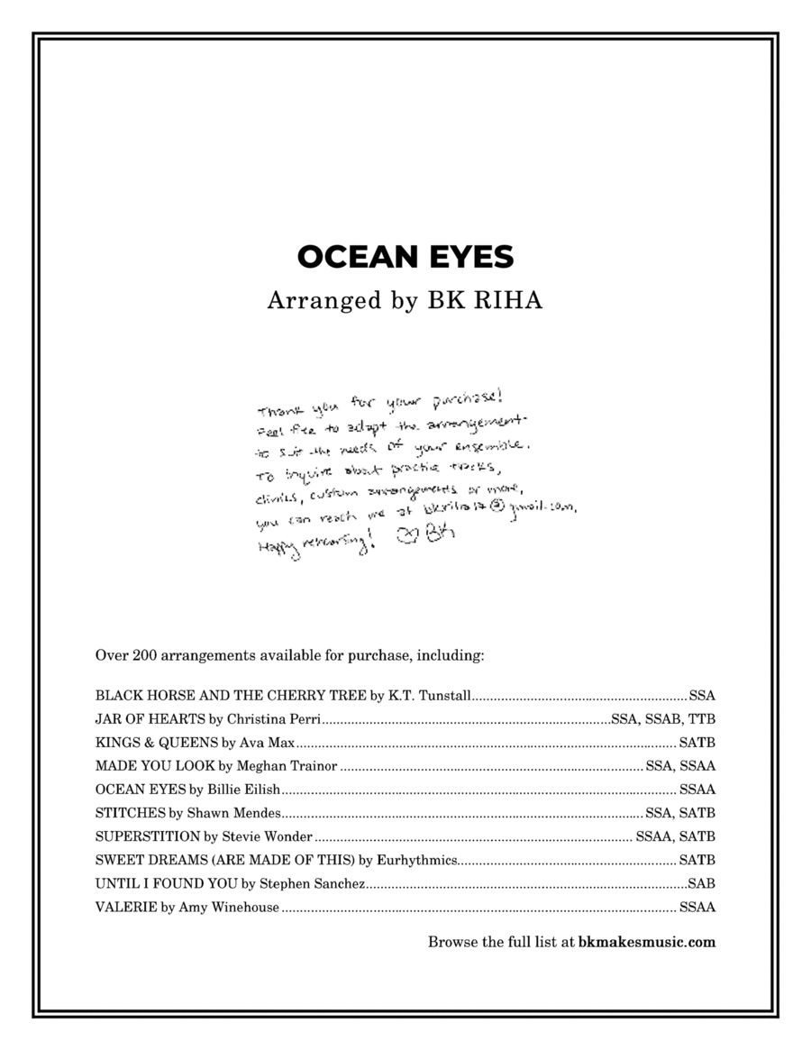 Ocean Eyes SSAA scores gallery preview page 1