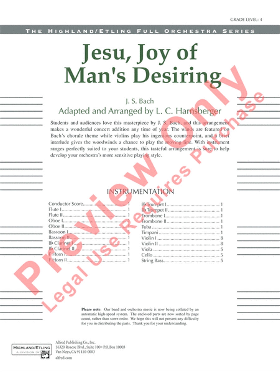 Jesu, Joy of Man's Desiring Full Orchestra scores gallery preview page 2