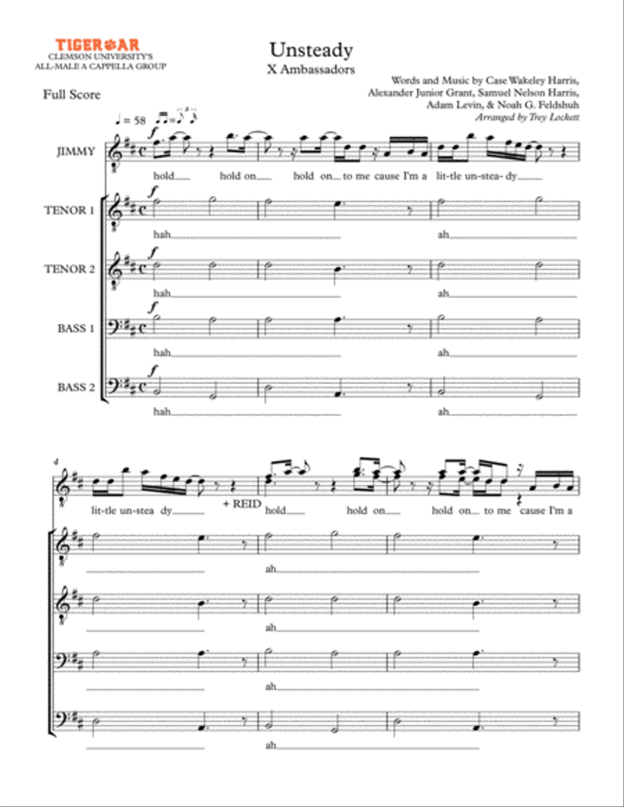 Unsteady TTBB scores gallery preview page 1