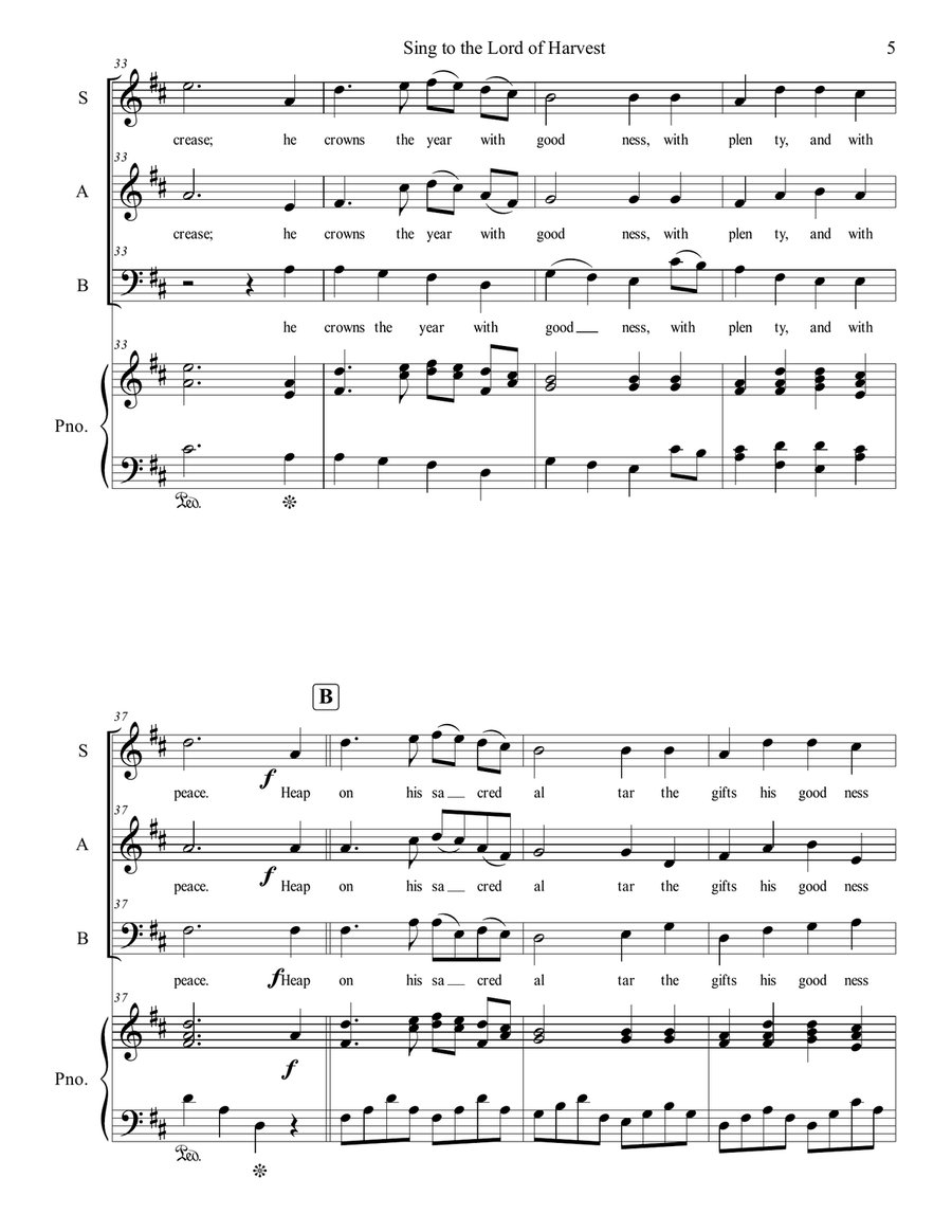 Sing to the Lord of Harvest 3-Part scores gallery preview page 5
