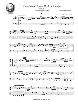 Book cover for Platti - Harpsichord (or Piano) Sonata No.1 in F major Op.4 CSPla11