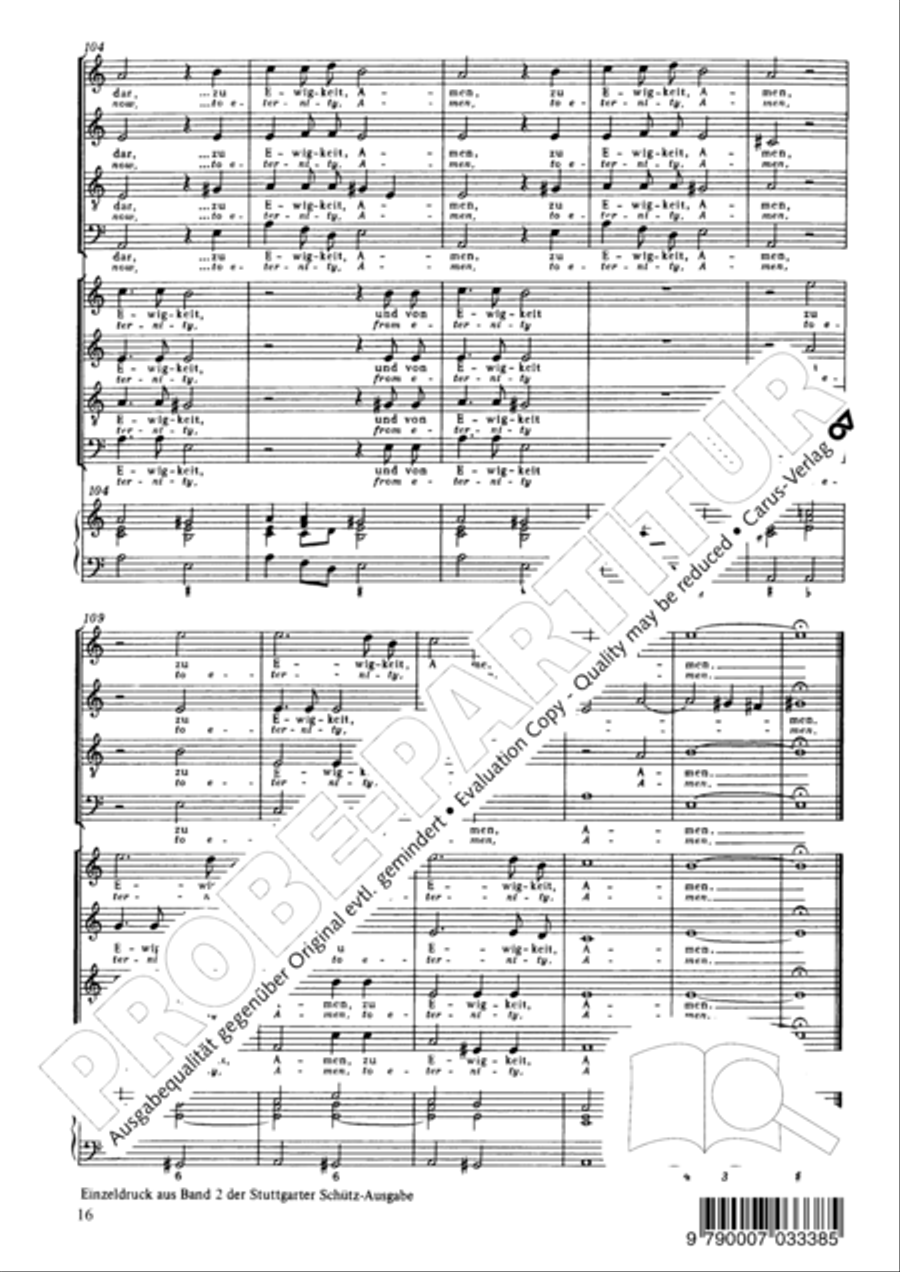 From the deep, cried I (Aus der Tiefe ruf ich) 4-Part scores gallery preview page 17