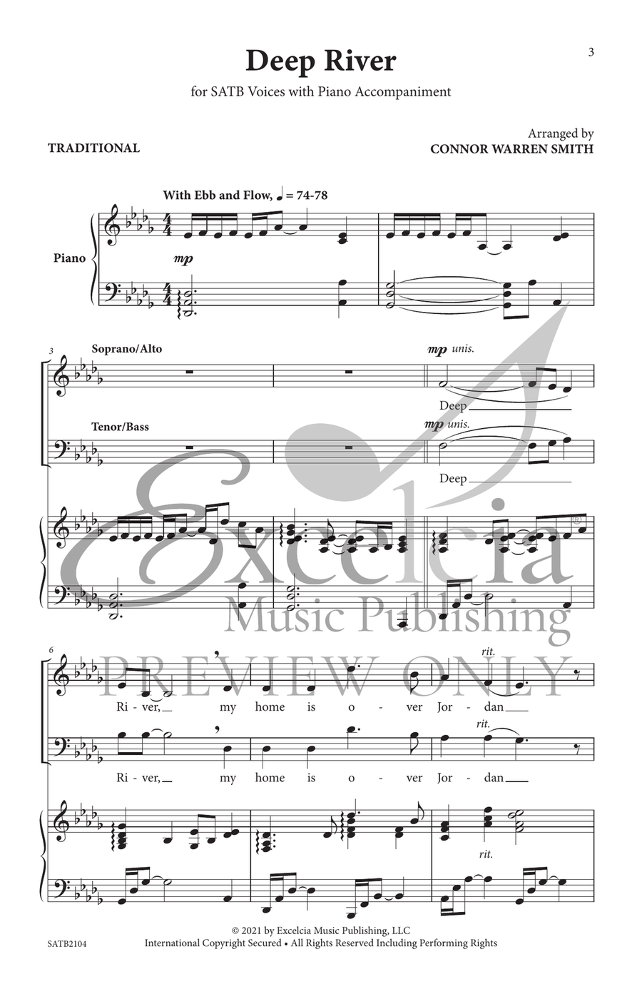 Deep River (SATB) 4-Part scores gallery preview page 4