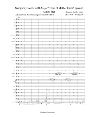 Symphony No 26 in B flat Major "Tears of Mother Earth" Opus 40 - 1st Movement (1 of 5) - Score Only
