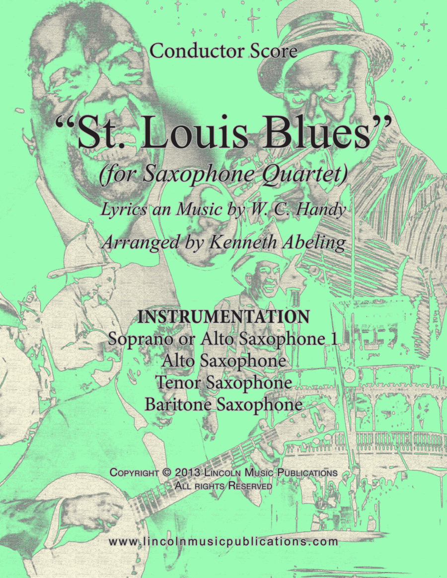 St. Louis Blues (for Saxophone Quartet SATB or AATB) Saxophone Quartet scores gallery preview page 1