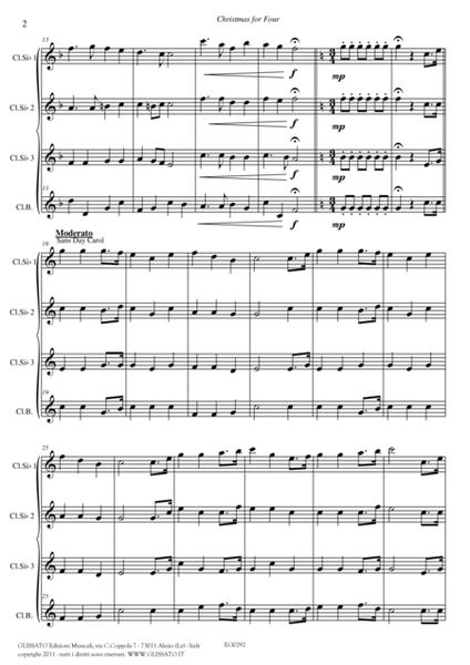 Christmas for four - Medley for Clarinet Quartet (score & parts) image number null