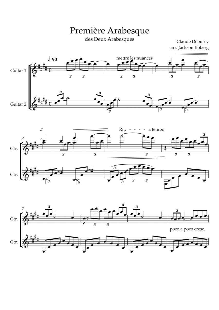 Premiere Arabesque (Guitar Duet) Guitar Ensemble scores gallery preview page 1