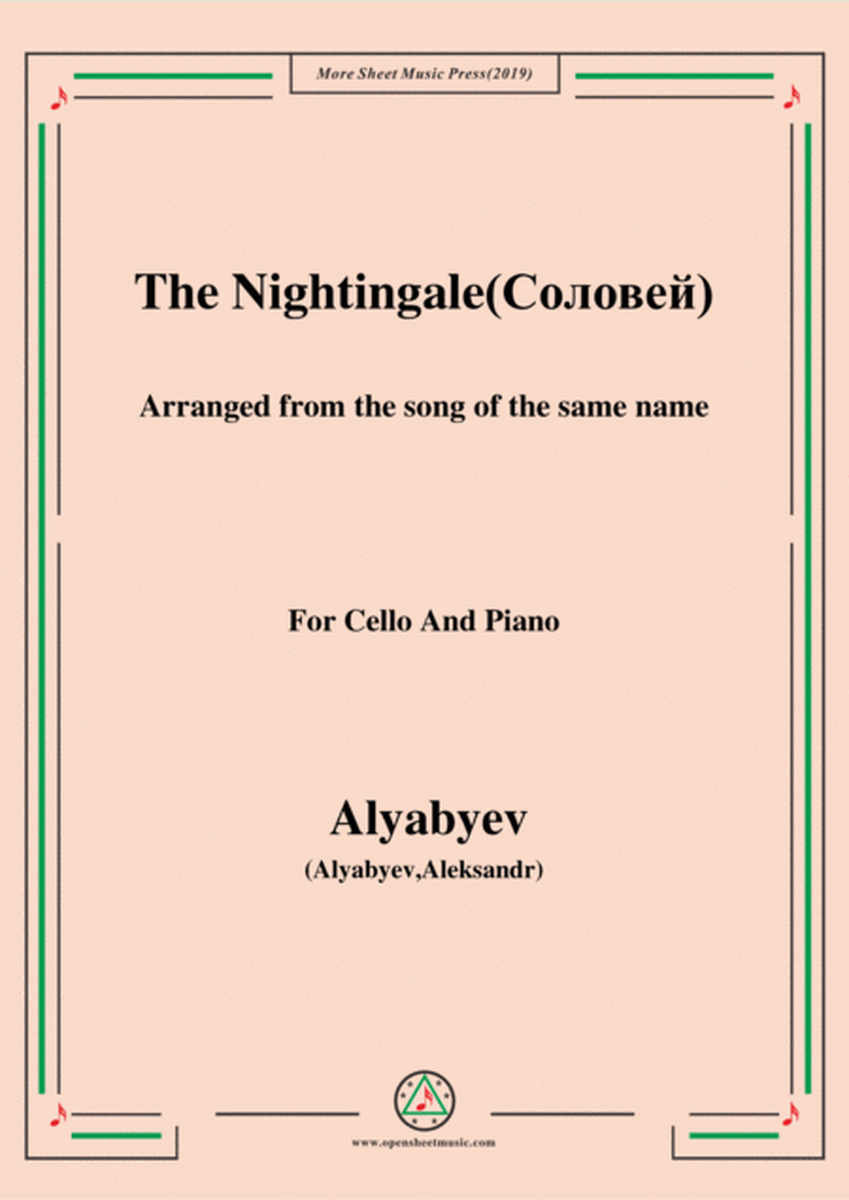Alyabyev-The Nightingale(Соловей), for Cello and Piano image number null