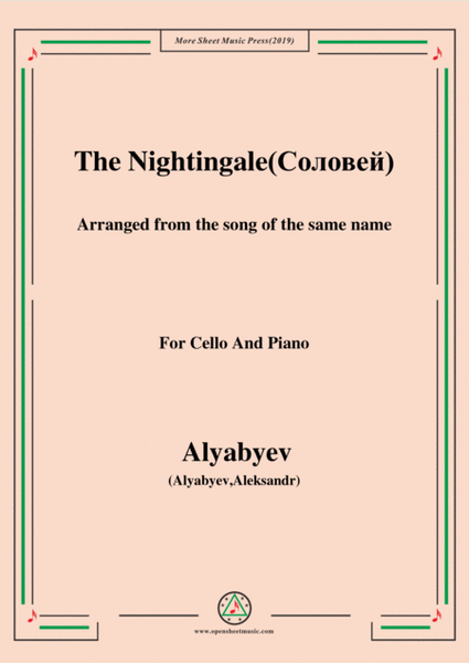 Alyabyev-The Nightingale(Соловей), for Cello and Piano image number null