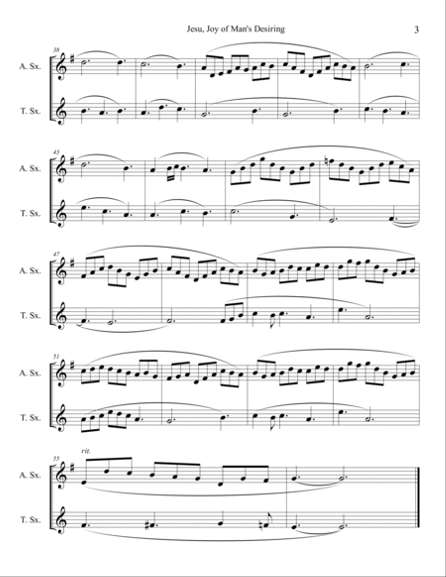 Jesu, Joy of Man's Desiring (Alto and Tenor Sax Duet) Woodwind Duet scores gallery preview page 3