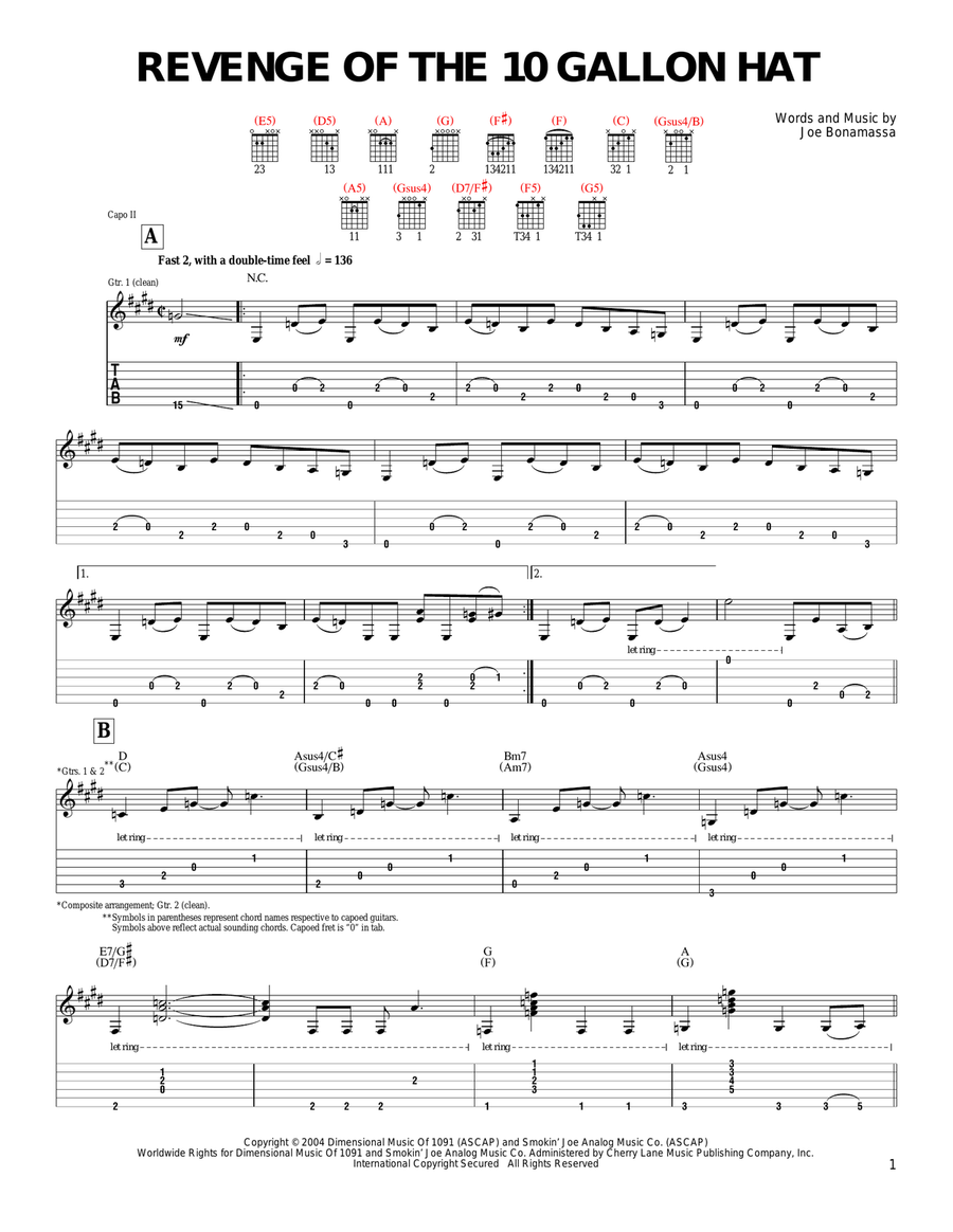 Revenge Of The 10 Gallon Hat Acoustic Guitar scores gallery preview page 1