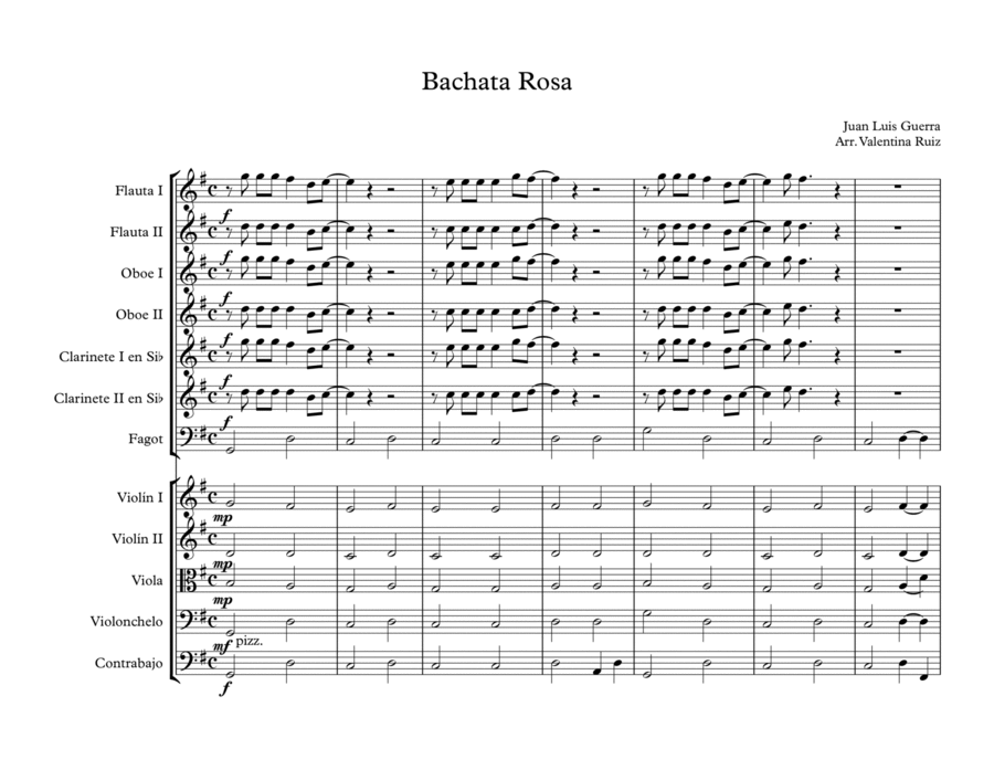 Bachata Rosa Full Orchestra scores gallery preview page 1