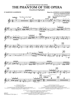 The Phantom Of The Opera (Soundtrack Highlights) (arr. Paul Murtha) - Eb Baritone Saxophone