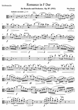 Romance in F Major for Viola and String Orchestra, Op. 85 - Set of Parts