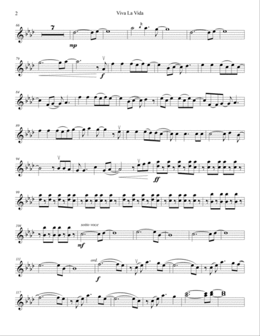 Viva La Vida Viva La Vida String Quartet scores gallery preview page 5