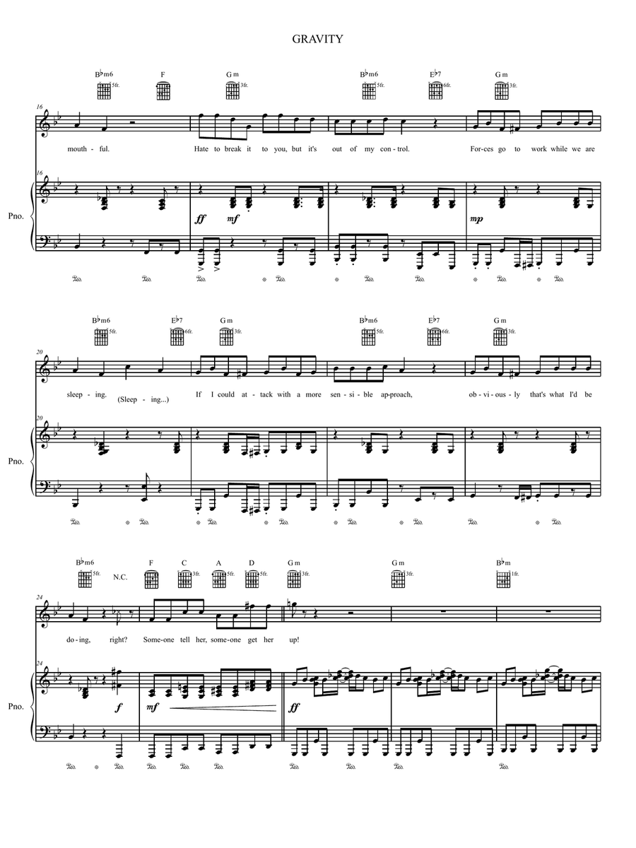 Gravity Piano, Vocal, Guitar scores gallery preview page 2