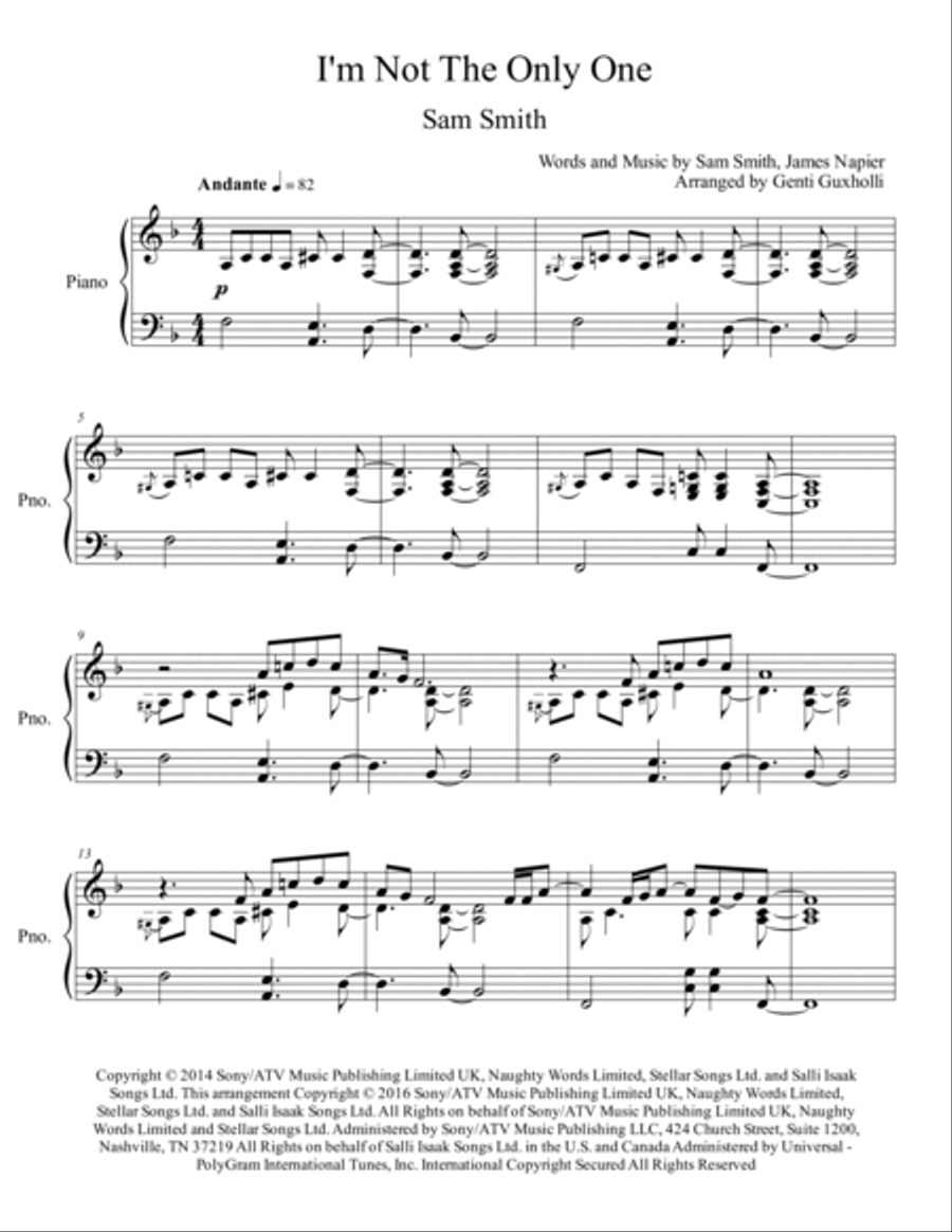 I'm Not The Only One Piano Solo scores gallery preview page 2