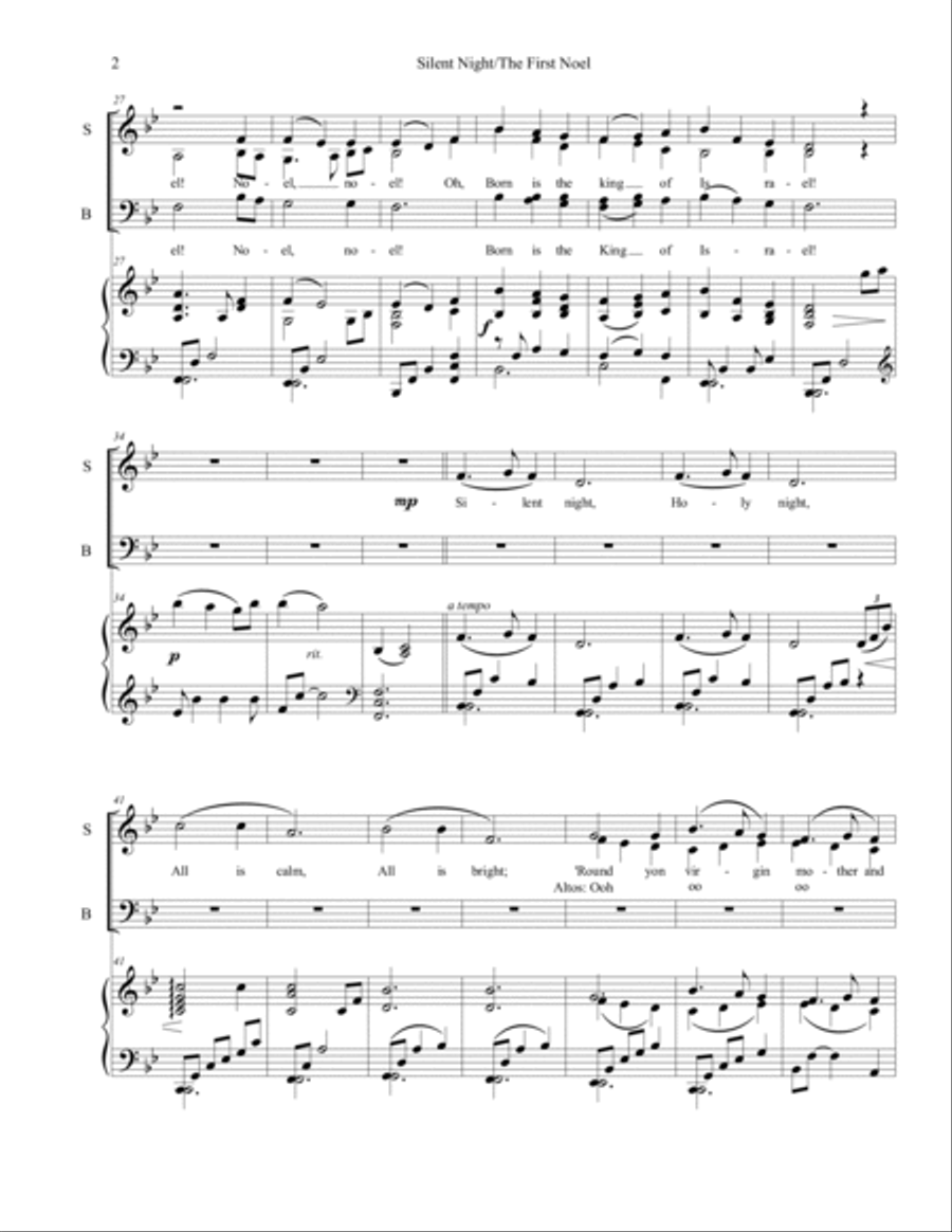The Shepherd's Medley (The First Noel/Silent Night) SAB 3-Part scores gallery preview page 2
