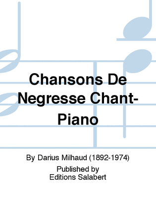 Book cover for Chansons De Negresse Chant-Piano