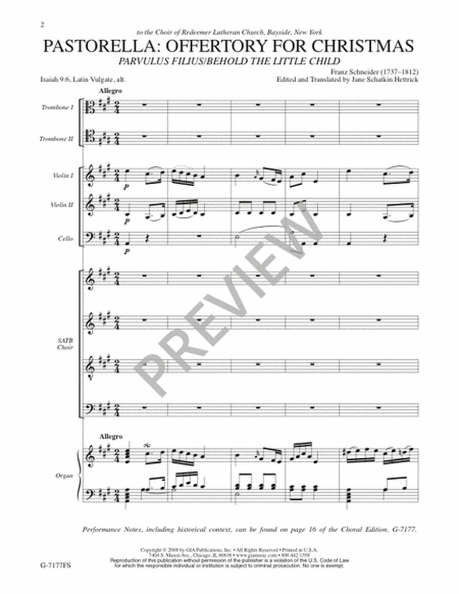 Pastorella: Offertory for Christmas - Full Score and Parts
