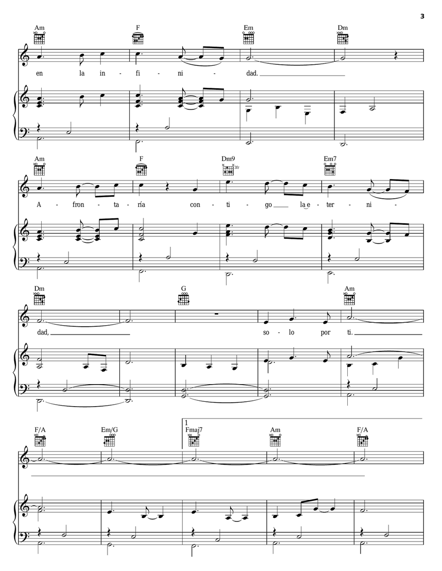 Solo Por Ti Solo Por Ti Piano, Vocal, Guitar scores gallery preview page 3