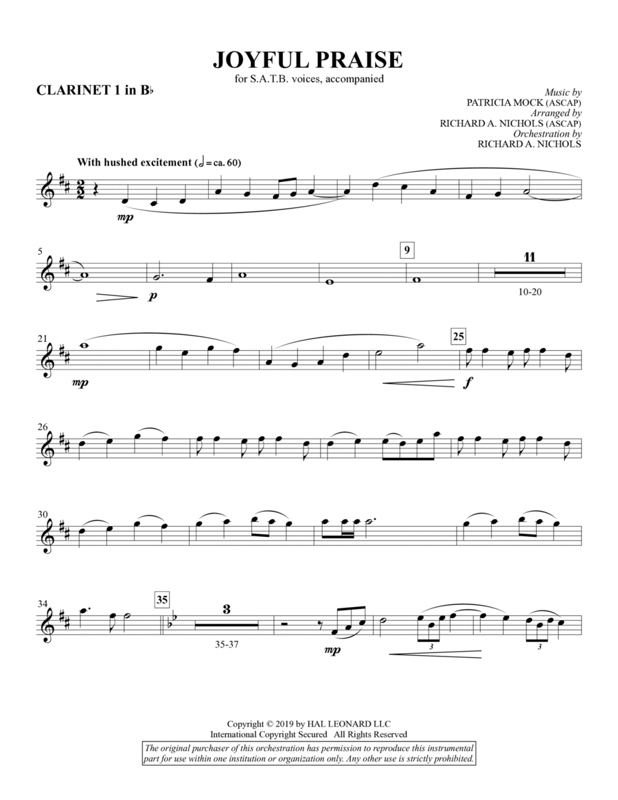 Joyful Praise - Bb Clarinet 1