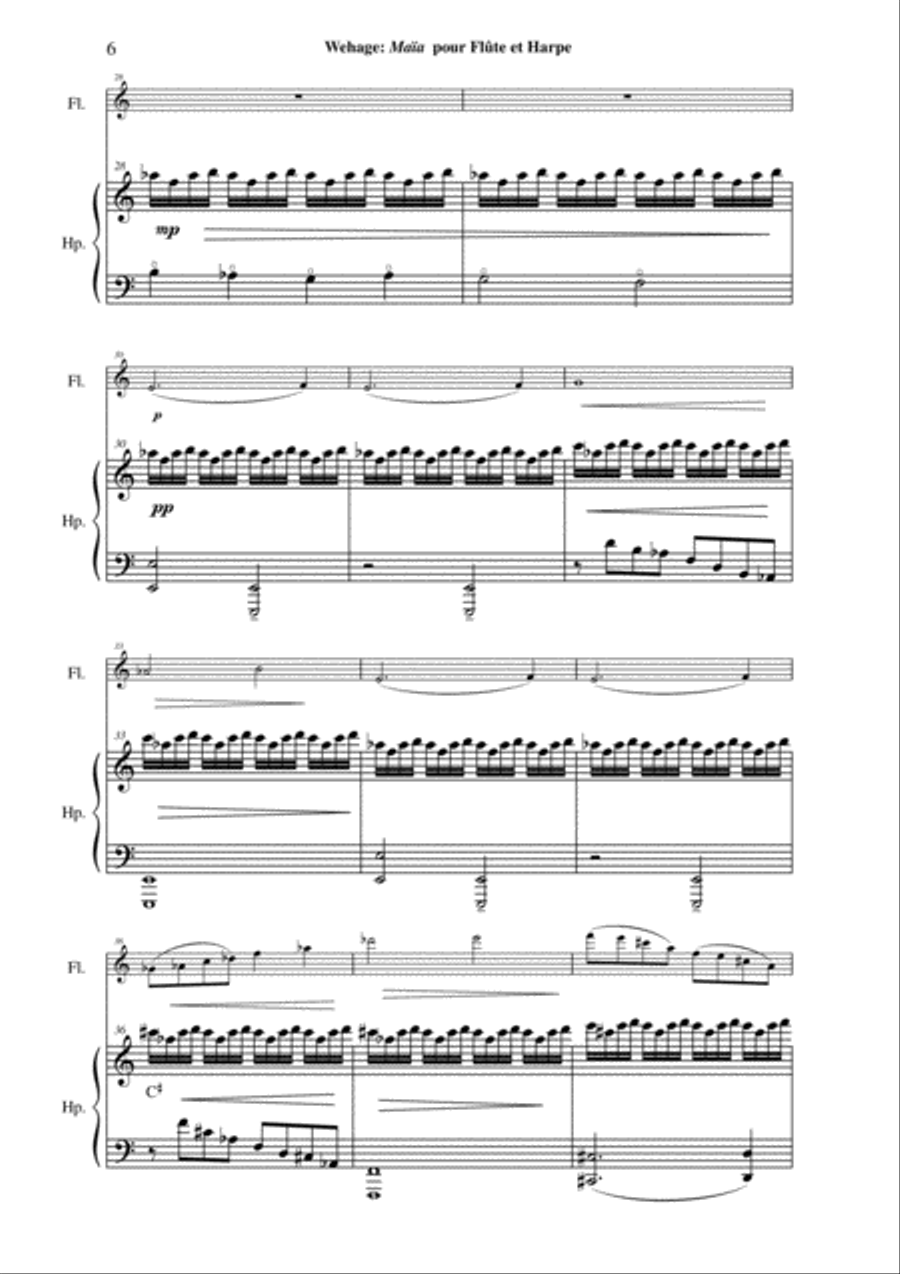Paul Wehage: Maïa for flute and harp Flute scores gallery preview page 6