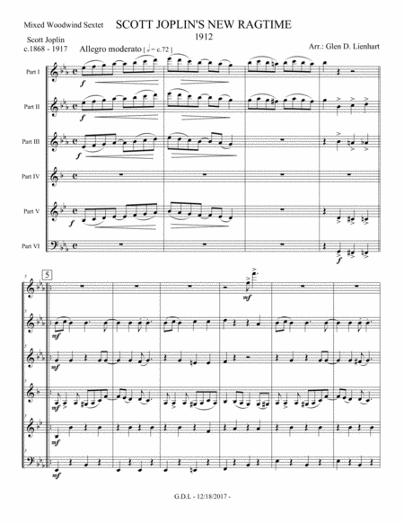 Scott Joplin's New Ragtime (Woodwind Sextet) image number null