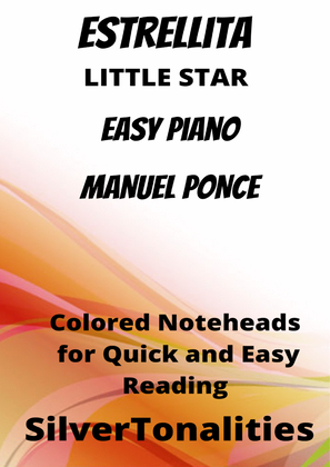 Estrellita Little Star Easy Piano Sheet Music with Colored Notation
