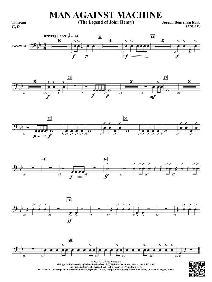 Man Against Machine - The Legend of John Henry: Timpani Percussion scores gallery preview page 1
