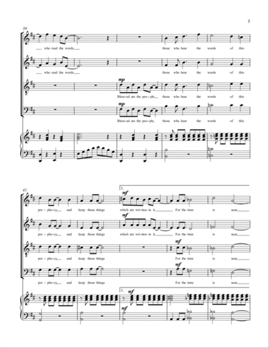 Songs From The Book of Revelation (Cantata for SATB choir and piano accompaniment) 4-Part scores gallery preview page 6