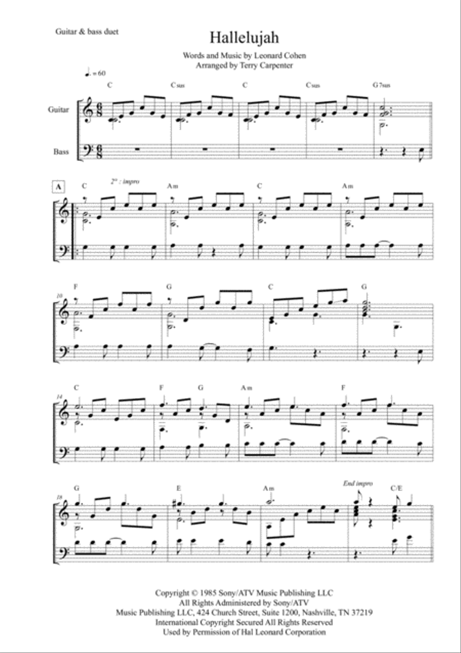 Hallelujah String Duet scores gallery preview page 1