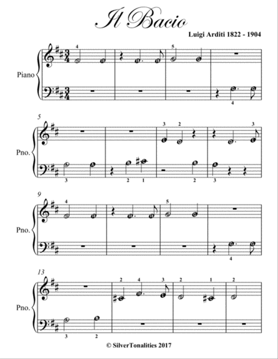 Il Bacio Beginner Piano Sheet Music Easy Piano scores gallery preview page 2