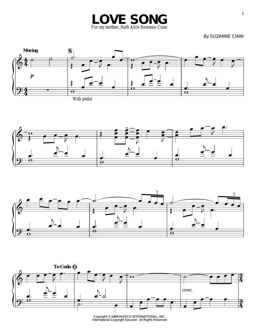 Love Song Piano Solo scores gallery preview page 1