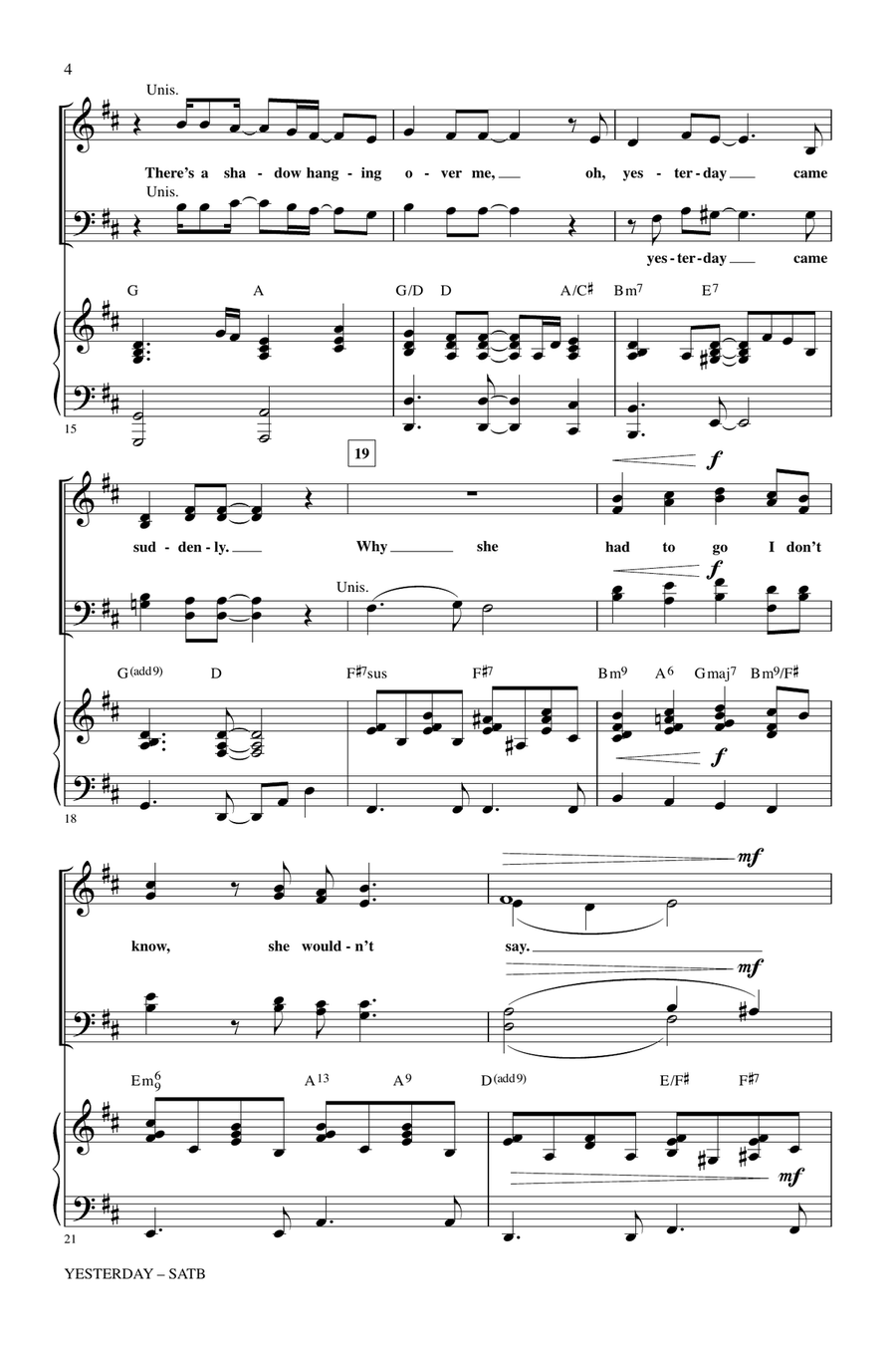Yesterday 4-Part scores gallery preview page 3