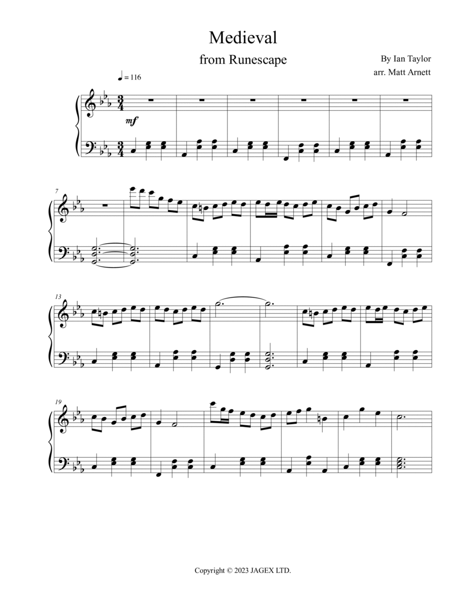 Medieval Easy Piano scores gallery preview page 1