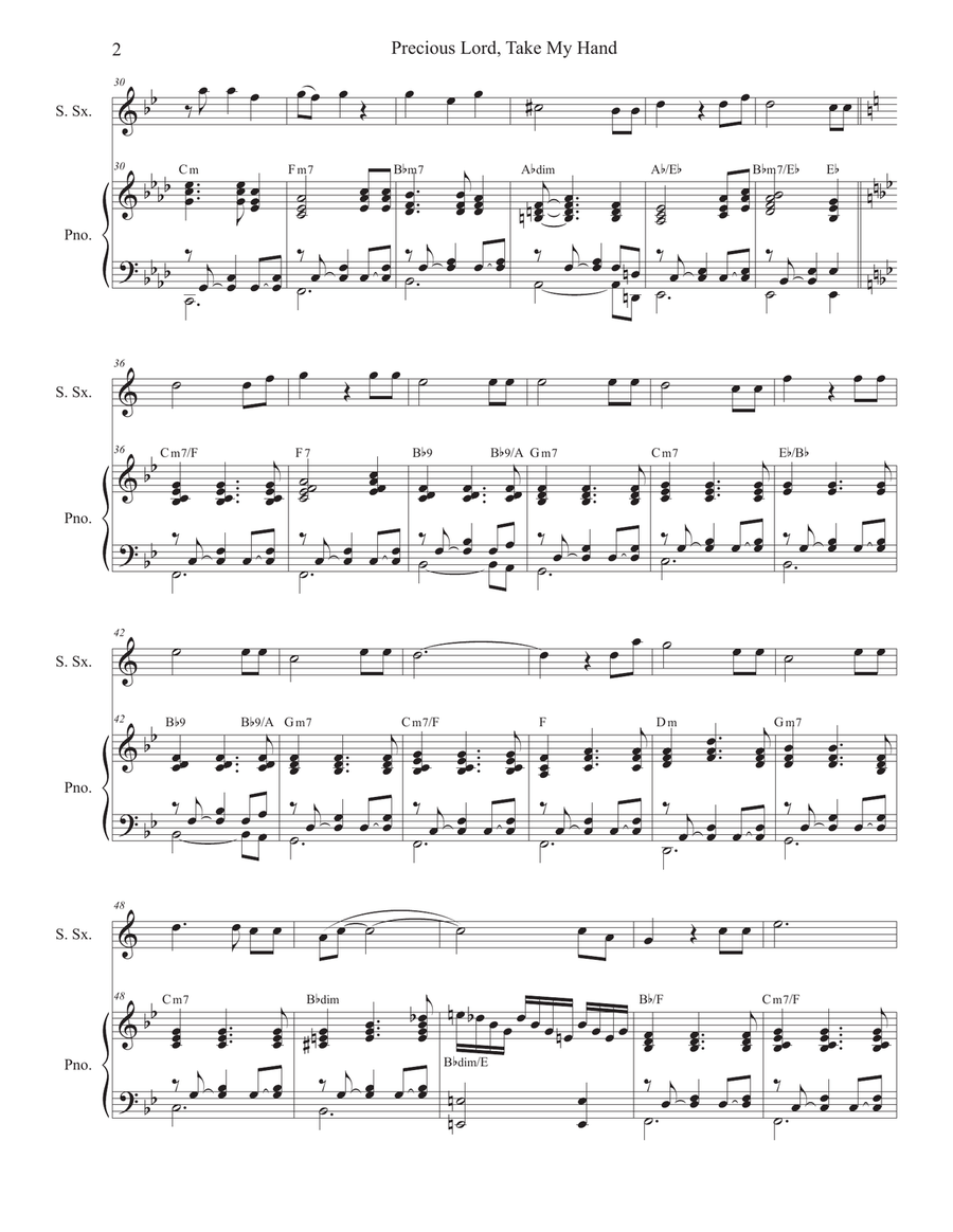 Precious Lord, Take My Hand (Soprano Saxophone and Piano) Soprano Saxophone scores gallery preview page 3