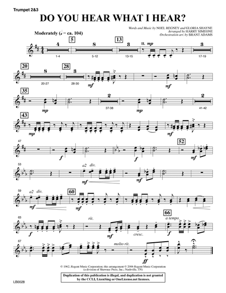 Do You Hear What I Hear? (Orchestration) (arr. Harry Simeone) - Trumpet 2 & 3