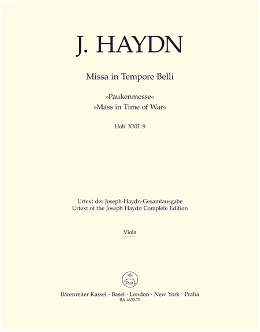 Missa in Tempore Belli Hob.XXII:9 'Mass in Time of War' Viola scores gallery preview page 1