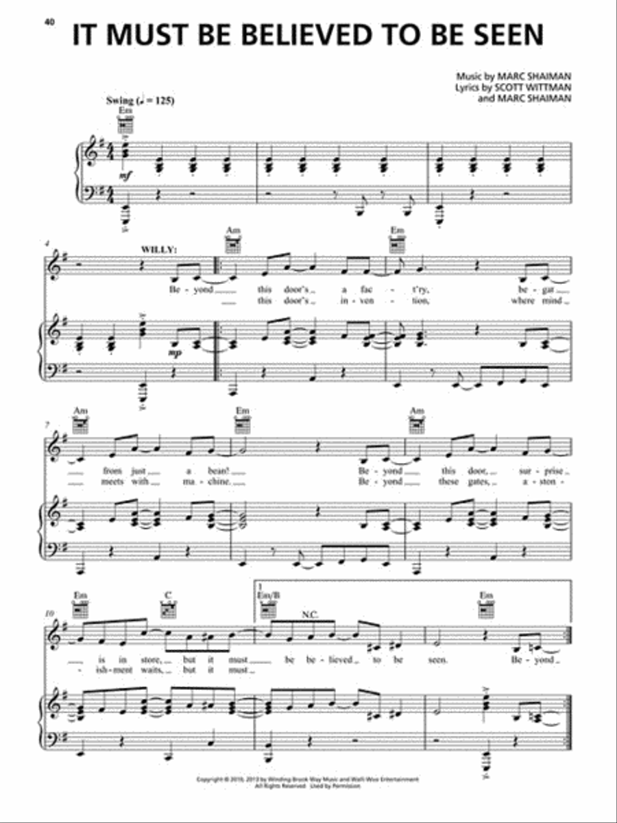 Charlie and the Chocolate Factory Piano, Vocal, Guitar scores gallery preview page 4