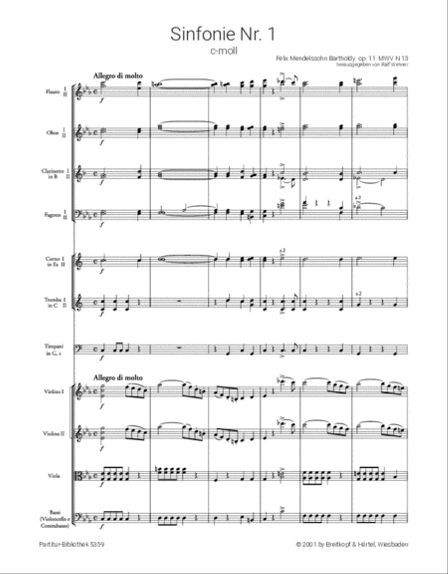 Symphony No. 1 in C minor Op. 11 MWV N 13 Orchestra scores gallery preview page 2