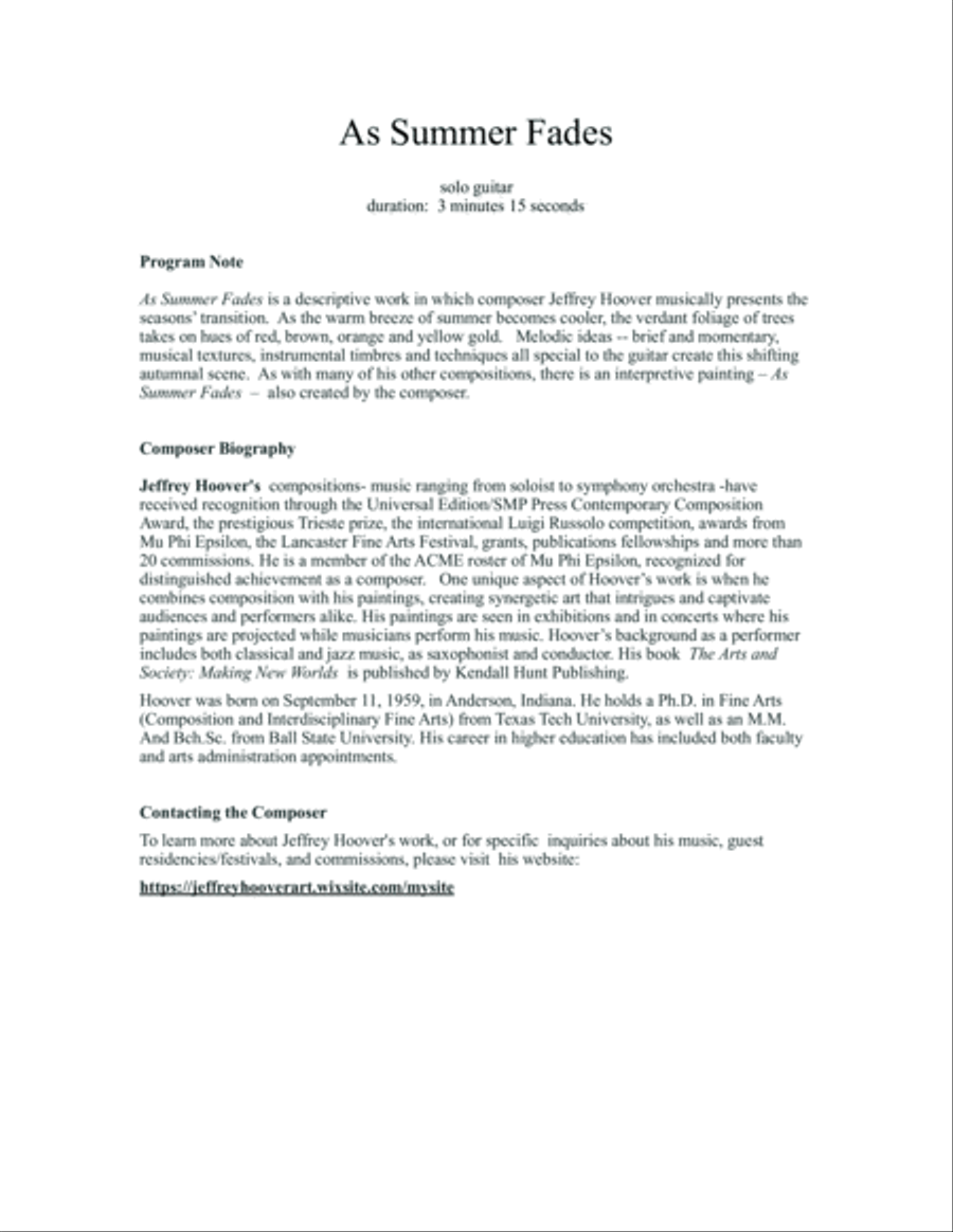 As Summer Fades - guitar solo Classical Guitar scores gallery preview page 2