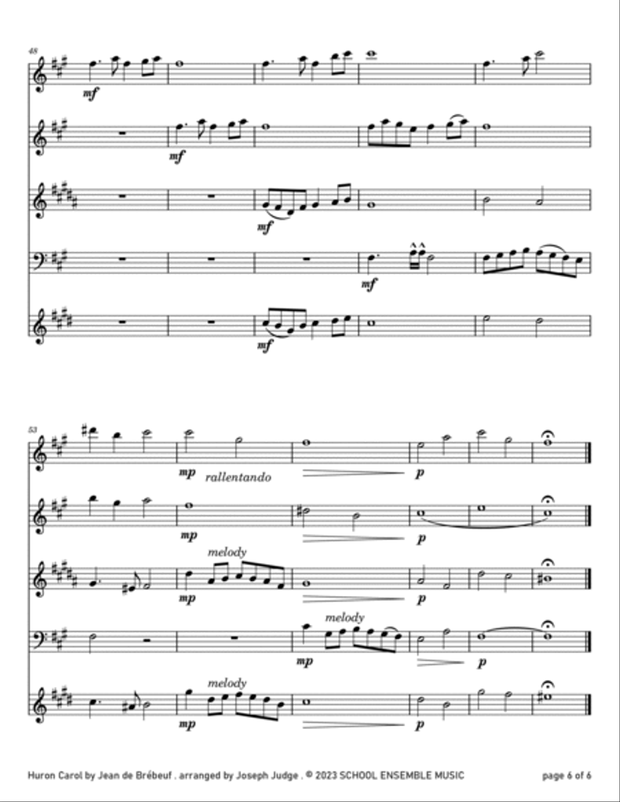 Huron Carol for Woodwind Quartet in Schools Woodwind Quartet scores gallery preview page 6